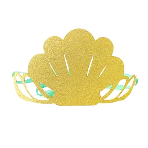 Birthday party and mermaid party favor gold glitter paper mermaid crown for mermaid party decoration