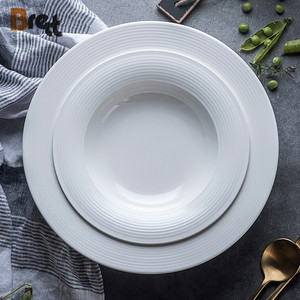 Brett Pure Porcelaine Blanche Simple <span class=keywords><strong>Assiette</strong></span> De Nourriture Occidentale <span class=keywords><strong>Assiette</strong></span> À Salade De Pâtes Vaisselle En Céramique Épaissie Hôtel 8.7 "11.5" - Product Image 3