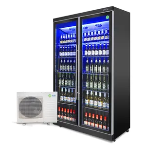 Exibição de garrafa de cerveja refrigerada, armário de superfície, 2 portas de vidro, refrigerador a ar