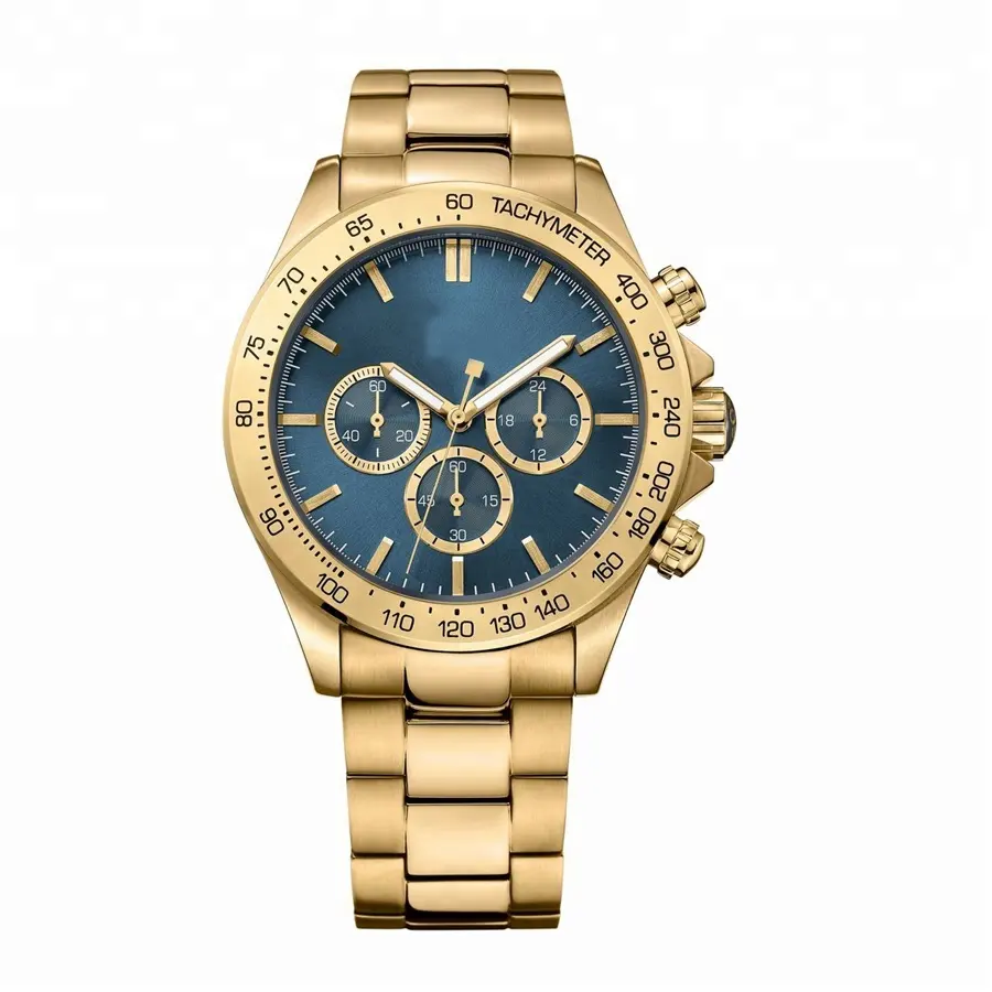 Navy Blue Face OEM Chronograph Watch Gold Plated Roles Watches luxury brand watch man