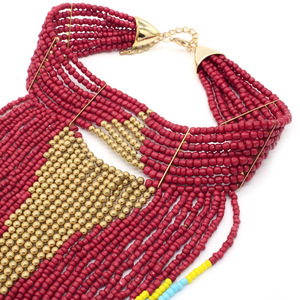2019 moda boemia stile fatto a mano perline in resina lunga nappa collana girocollo gioielli dichiarazione pendente bavaglino collana per le donne - Product Image 3
