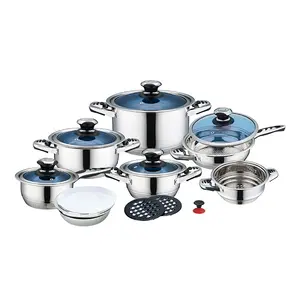 16 pcs वाइड बढ़त बरतन स्टेनलेस स्टील खाना पकाने के बर्तन Cookware सेट