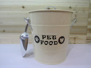 Recipiente de <span class=keywords><strong>Metal</strong></span> para Ração de Animais de Estimação/Balde Galvanizado para Armazenamento de Ração de Cães/Recipiente Doméstico com Colher - Product Image 2