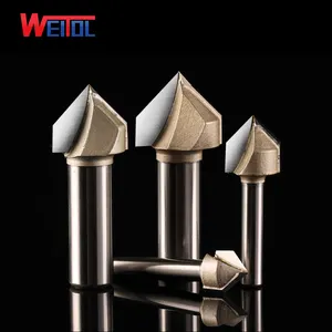 WeiTol Bộ Định Tuyến Chế Biến Gỗ Bits 90 Độ V Loại Cắt Xẻ Bit Dụng Cụ Cầm Tay Cắt Gỗ