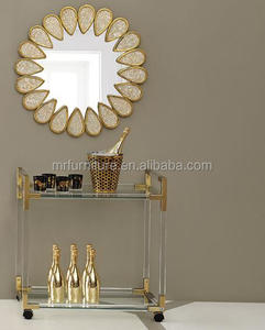 Petal <strong>Round</strong> Console Glass Art Deco MR Wall <strong>Mirror</strong> with <strong>Wooden</strong> Frame in Silver for Living Room Wall Decoration Model MR-2D1802 - Product Image 2