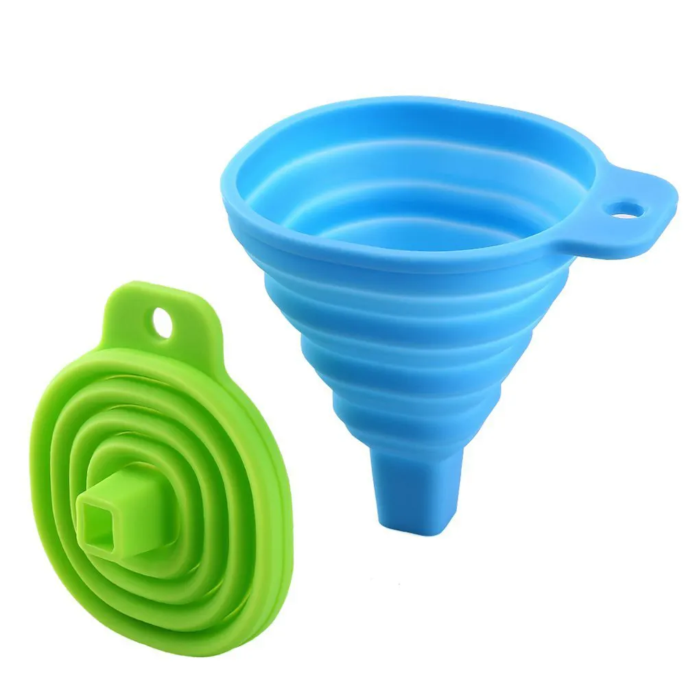 Küchen zubehör Wieder verwendbarer Mini Small Tiny Silicone Faltbarer Falt trichter Food Grade Approved Silicone Water Oil Trichter