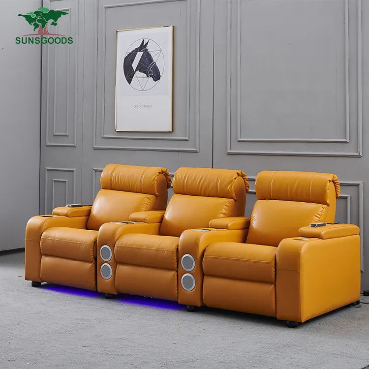 Nhà Hát Da Tùy Chỉnh Tựa Đầu Điện Recliner, Nhà Hát Reliner Ghế Sofa, Nhà Hát Sectionals Nội Thất