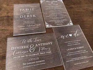 Eco-friendly Acrylic Wedding Invitation Card For Wedding Decor Custom Color Acrylic Imported