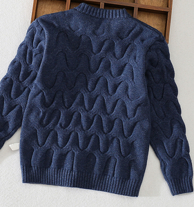 P18B119TR Children's Boy Cotton O Neck <strong>Cable</strong> <strong>Knit</strong> <strong>Sweater</strong> - Product Image 2