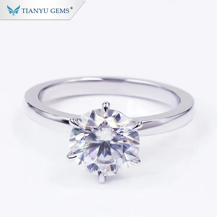 Tianyu Gemsカスタマイズ14 18kホワイトゴールド1ct/1.5ct /2ctダイヤモンドモアッサナイト婚約指輪