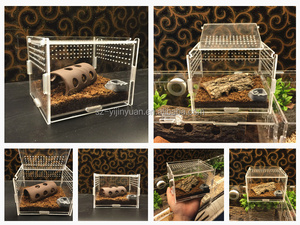 Toptan şeffaf akrilik örümcek kutusu monte kutu plastik akrilik örümcek kertenkele Gecko için mıknatıs ile sürüngen kafes - Product Image 6