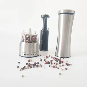 Set di macinacaffè elettrico per sale e pepe-mulini per spezie in acciaio inossidabile a batteria con luce