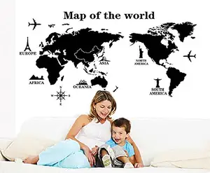 Mappa del mondo di Casa Arredamento Della Camera Per Bambini Rimovibile Mappa Del Mondo Autoadesivo Della Parete, Autoadesivo Lavagna Sticker