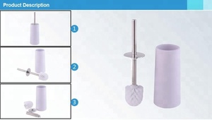 Herramientas de limpieza de baño, cepillo de baño de plástico con mango largo, juego de cepillo de inodoro que ahorra espacio - Product Image 3