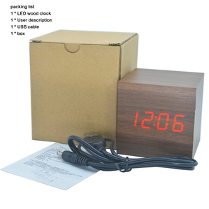 Fantaisie Hotsale Chambre De Contrôle Du Son LED Veilleuse Cube Réveil En Bois - Product Image 3