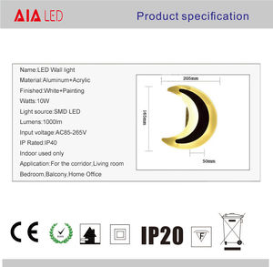 Acrílico 10 W tipo luna niños led pared de luz interior led lámpara de pared para dormitorio - Product Image 2