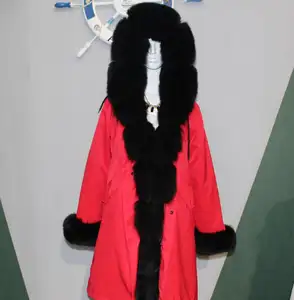 Turkey WomenのFur Coat Hooded Collar Real Fox Fur Parka Coats