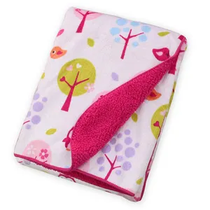 100% Polyester Super Soft Coral Fleece Blanket High Quality Floral Print Baby Blanket Portable Woven