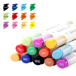最新油基迷你记号笔12色双刷笔艺术记号笔绘图笔套装油防水永久记号笔