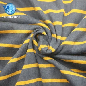 New Popular Yellow Navy Hot sale Cotton and Spandex 2x2 Rib Weft Major Cycle Yarn Dyed Stripe Stripe Ottoman 2x2 Rib Knit Fabric