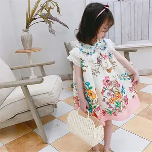 Robe de princesse d'été à manches courtes, modèle Floral, Version coréenne pour filles, tenue pour enfants