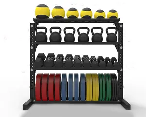 Peralatan Gym multifungsi tempat penyimpanan lonceng angkat besi rak piring berat barbel