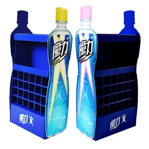 Customized cardboard beverage floor display stands/racks for soft drink with bottle shape