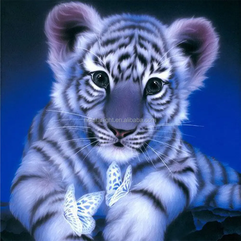 ภาพวาดผ้าใบเพชรเรซินรูปเสือขนาดเล็กจำนวน2ชิ้น MOQ 20x20ซม. ผู้จำหน่ายจีน