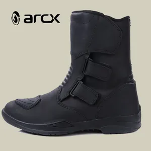 ARCX Sepatu Kulit Asli Off Road Pria, Sepatu Pelindung Berkendara Sepeda Motor Nyaman