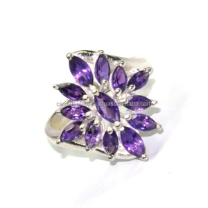 แหวนพลอยอเมทิสต์ดอกไม้สวยๆ925แหวนเครื่องประดับเงินสเตอร์ลิงรูปดอกไม้แหวนแฟชั่นชุบเงินสำหรับผู้หญิง - Product Image 2