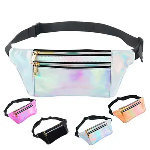 Popular Selling Holographic Travel Sport Fanny Pack Shiny PVC Waist Bum Bag