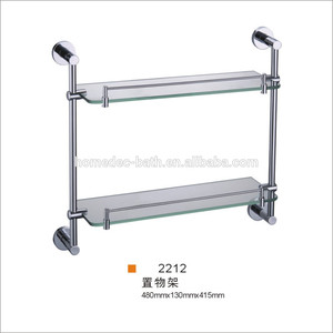 Accessori per il <span class=keywords><strong>bagno</strong></span> con finitura cromata in ottone massiccio <span class=keywords><strong>moderno</strong></span> ripiano in vetro temperato ad angolo in vetro - Product Image 2