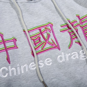 Sudadera sin Mangas de Felpa Técnica al por Mayor, Diseño de Dragón Chino Bordado para Hombre, Sudadera con Capucha Gris Carbón para Gimnasio - Product Image 3