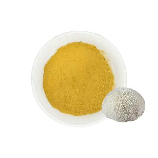 La fabbrica di Beta glucano al 40% fornisce direttamente l'estratto di funghi criniera di leoni polvere Fine giallo chiaro estratto di Hericium in polvere