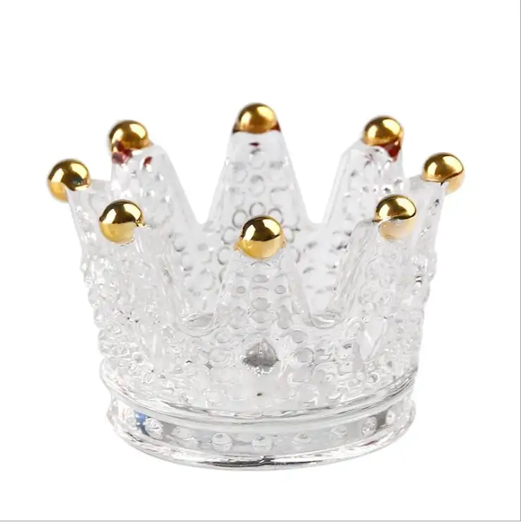 Vela de vidro decorativo, formato de coroa, suporte de vela de vidro transparente, cinzeiro, vidro vintage, castiçal, venda imperdível