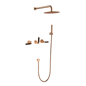 Ensemble de <span class=keywords><strong>douche</strong></span> <span class=keywords><strong>et</strong></span> robinetterie mural pour salle de bain, design contemporain, avec robinets à détection d'<span class=keywords><strong>eau</strong></span> <span class=keywords><strong>froide</strong></span> <span class=keywords><strong>et</strong></span> <span class=keywords><strong>chaude</strong></span>, monocommande, sans barre de <span class=keywords><strong>douche</strong></span> coulissante, en laiton - Product Image 3