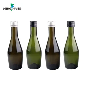 Großhandel leere Mini-Weinflaschen Grüne Bierglas flasche mit Aluminium-Schraub verschluss
