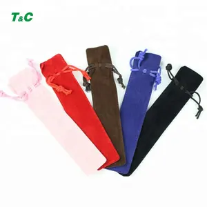 Wholesale Suede Drawstring Pen Sleeve Velvet Pen Pouch Gift Pouch Black Velvet Pouch Single Gift Pen Pencil Bag