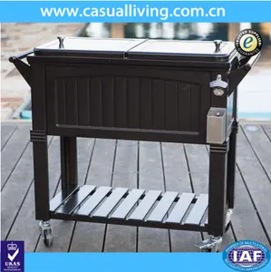 Outdoor 80 Quarto di Gallone Britannico Black Metal Cooler Trolley con Ruote contenitore di ghiaccio