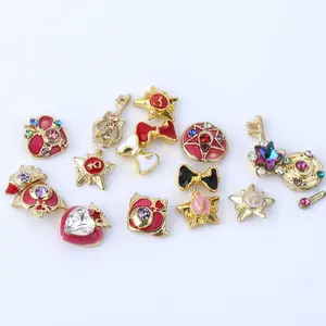 Bán Buôn Đầy Màu Sắc Hình Dạng Khác Nhau Nail Art Charms Thủy Thủ Mặt Trăng Thiết Kế Hợp Kim 3d Nail Art Rhinestone