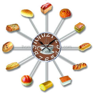 T6826 sáng tạo bánh Pizza Mô hình nhà bếp Đồng hồ kim loại lớn trang trí nội thất thành phố dao kéo nghệ thuật hiện đại đồng hồ treo tường tường Relojes horloge - Product Image 4