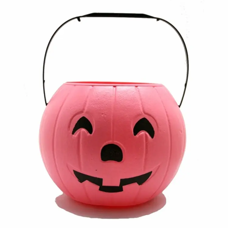 New Design pink Halloween plastic pumpkin bucket