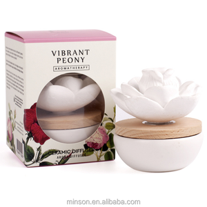 แจกันน้ำมันหอมระเหยสำหรับตกแต่งบ้านดอกไม้เซรามิกพร้อมฝาไม้และฝาไม้ - Product Image 3