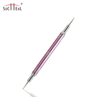 Yaliixn Kits d'outils professionnels pour nail art en gros, manche métallique rose, logo personnalisé, stylo de précision à double pointe, pince à ongles