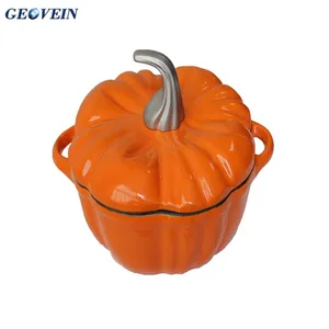 chinese supplier new design pumpkin shaped cast iron casserole