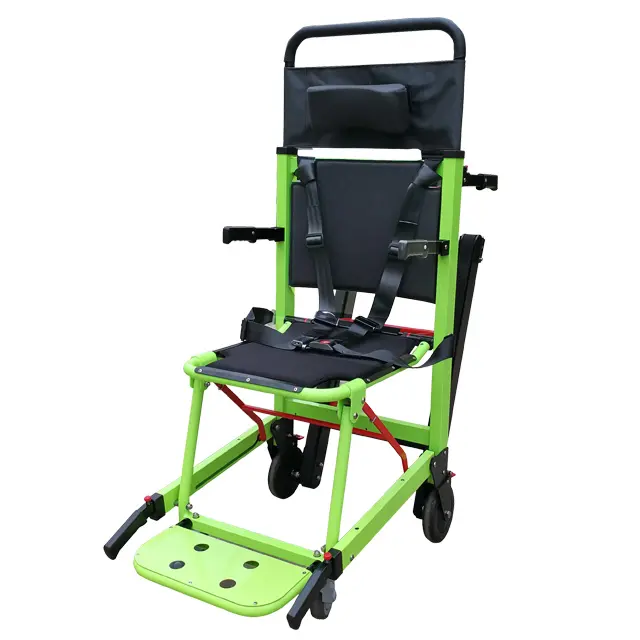 A manual stair climbing wheelchair that can be used as a stretcher