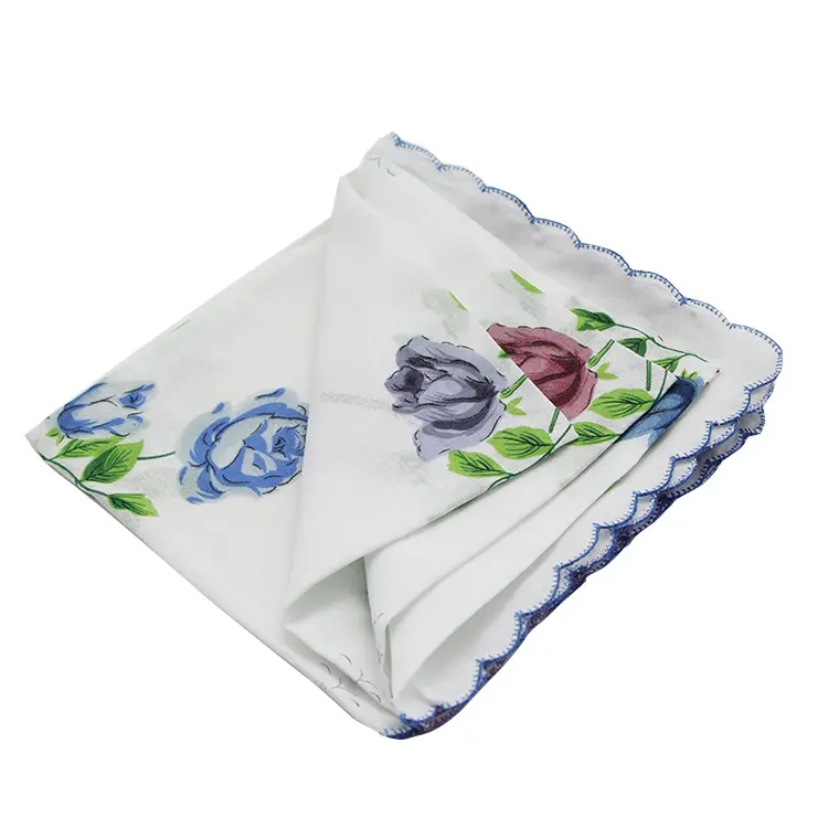 Customize Hand Made Woman Embroidered Edging Handkerchief