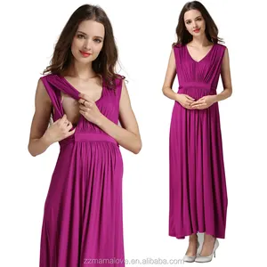 Emotion Moms Elegent Europe Style Maternity Maxi Dress Breastfeeding Clothes for Pregnant Women Nursing Long Dress