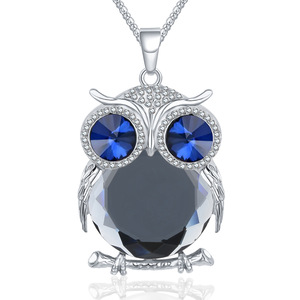 Nuovo di Marca di Modo di Fascini Del Rhinestone Carino Gemma di Cristallo di Diamante Grande <span class=keywords><strong>Gufo</strong></span> Collane & Pendenti Della Catena Del Maglione Dei Monili - Product Image 3