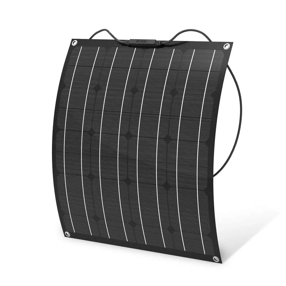 Painel solar de superfície 50w de fibra preta ETFE para Mastro de bóia flutuante de ventilador de sótão em iate, rv, acampamento, viagens off road